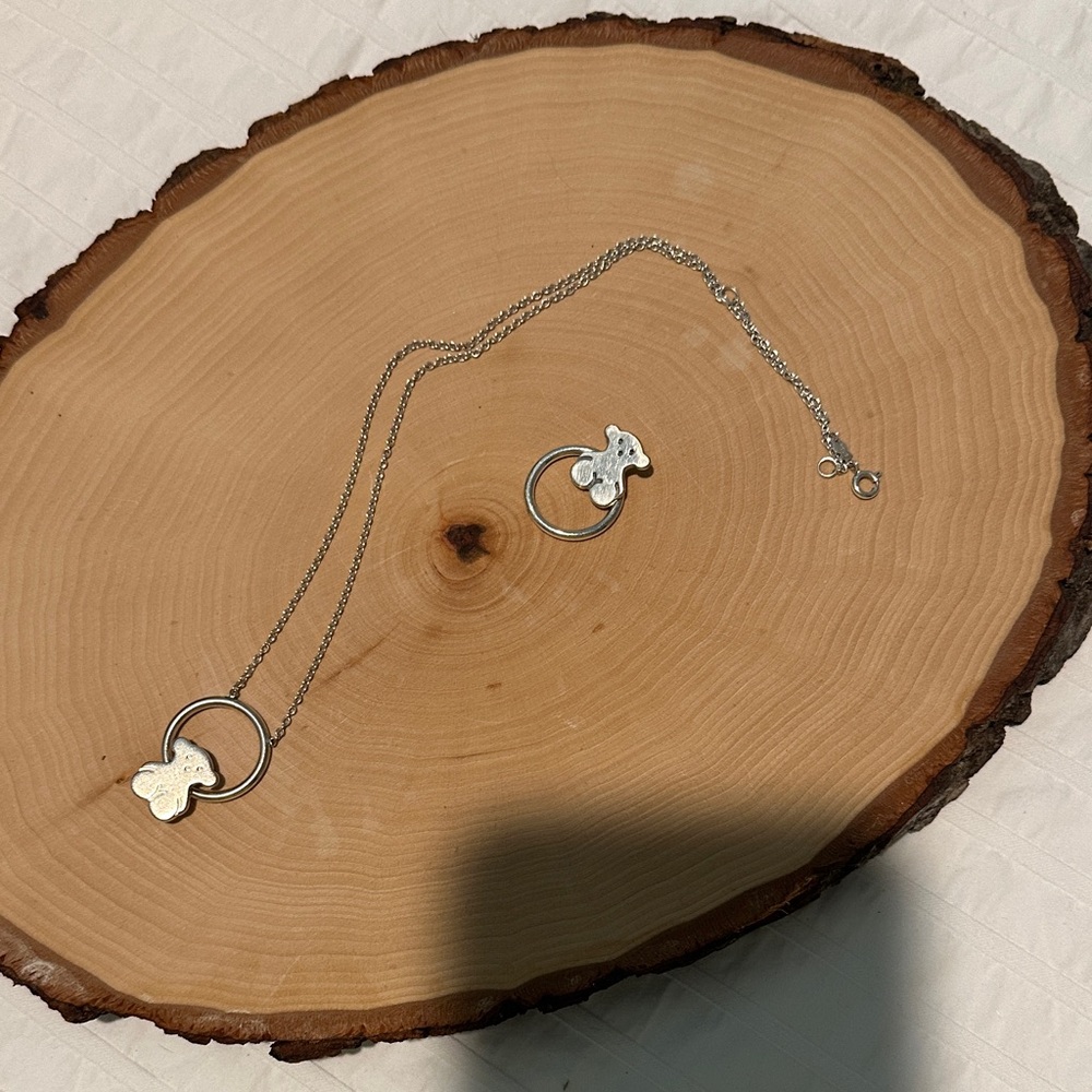 Tous Silver Butterfly Pendant Necklace n Matching Ring